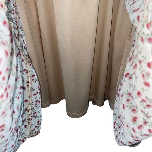 LuLu’s Cottage-core Mini Dress Prairie Floral Print Smocked Bodice Tiered Dress - Picture 6 of 9